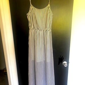 Navy and White Striped Nautical Maxi Dress